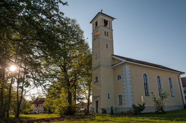 Karolinenkirche im Sonnenuntergang